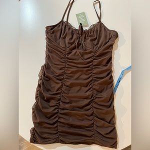 H&M NWT Brown Mini Mesh Party Dress Size Large